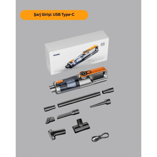 Kompakt Şarjlı El Süpürgesi Kuru ve Sıvı Temizlik 5 Aparatlı