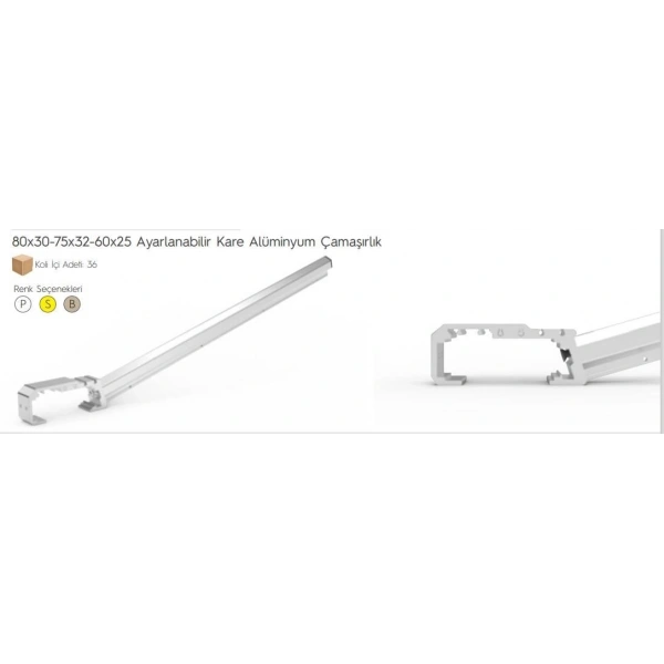 Koral Ayarlı Balkon Çamaşır Askılığı 80X30/60X25