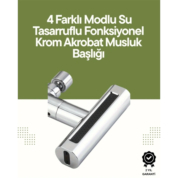 Krom Musluk Başlığı | 4ü 1 Arada Su Çıkışı | Kolay Montajlı