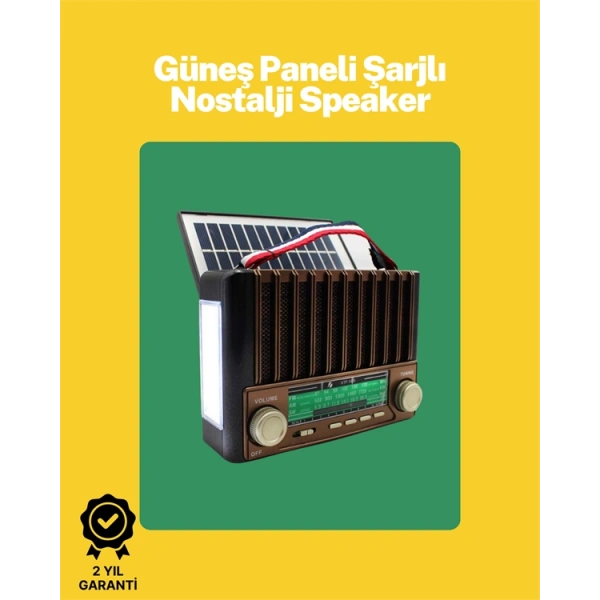KTF-1428 Solar Panel Destekli Şarjlı Bluetooth Hoparlör – FM/AM/SW Radyo, AUX ve TF Kart Girişli