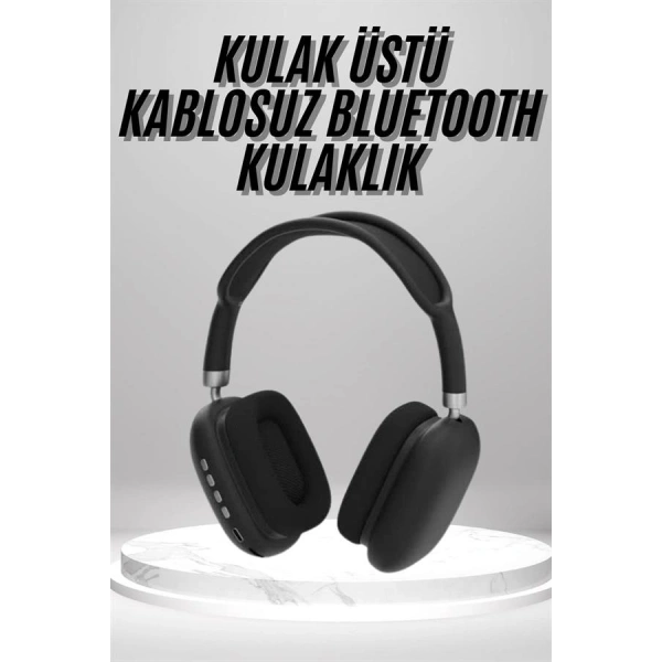 Kulak Üstü Kablosuz Bluetooth Kulaklık Yumuşak Süngerli SD Kart Girişli