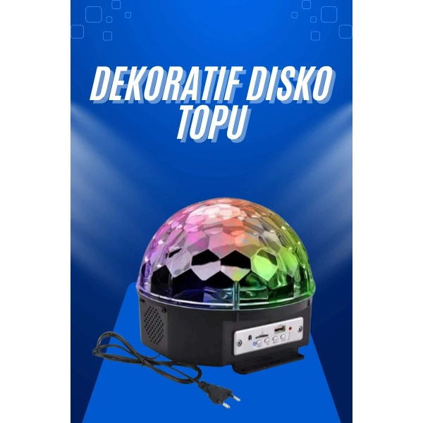 Küre Disko Topu Müzik Çalar Renkli Lazer Işıklı Bluetooth Disko Parti Işığı Kumandalı