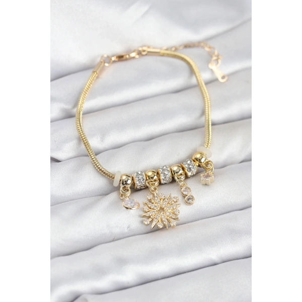 Kutup Yıldızı Model Charmlı Gold Renk Kadın Bileklik