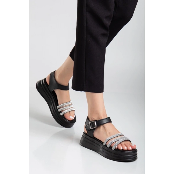 Lalen Siyah Kemerli Sandalet