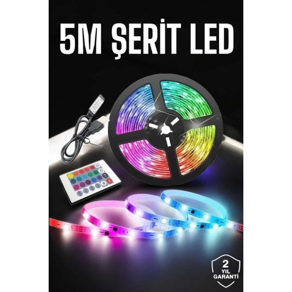 Led Işık 5 Metre Şerit Led RGB Işıklı