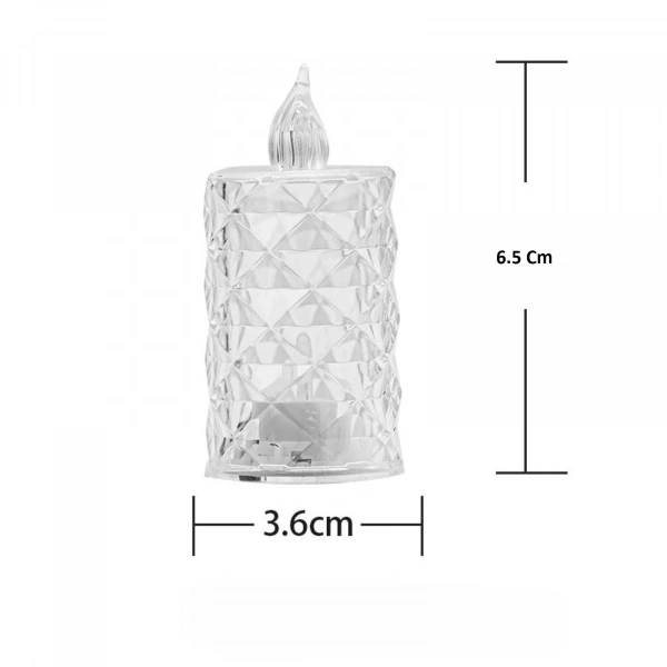 Led Mum Şeffaf Kristal LED Mum Pilli Alevsiz Çay Mumu Düğün Doğum Günü Ortam Işığı Midi