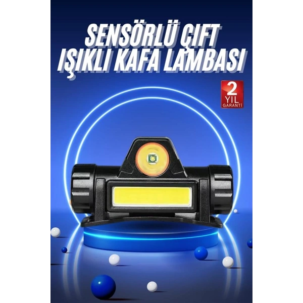 Ledli Şarjlı Kafa Lambası LED Şarjlı Su Geçirmez Kafa Feneri