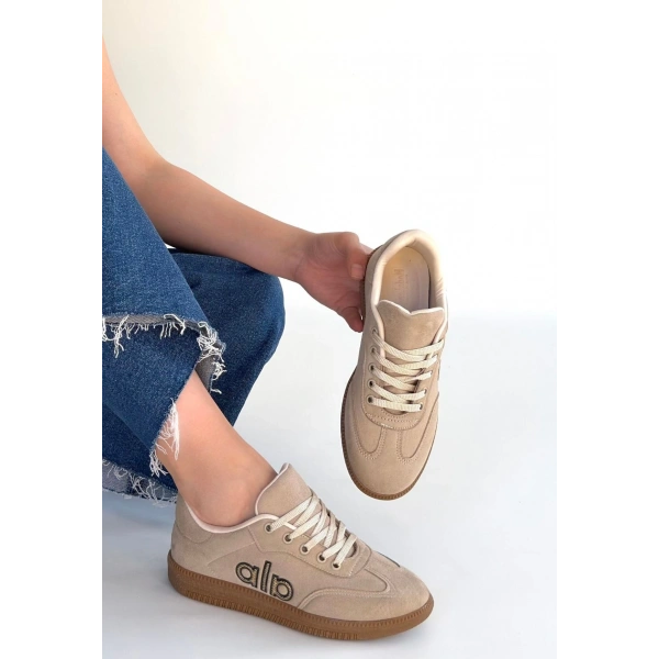 Lendo Bej Süet Bağcıklı Spor Ayakkabı
