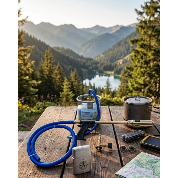 LPG Gazlı Pürmüz Hortumlu Alev Tabancası Mangal Yakma Kamp Ateşi ve Atölye Kullanımı