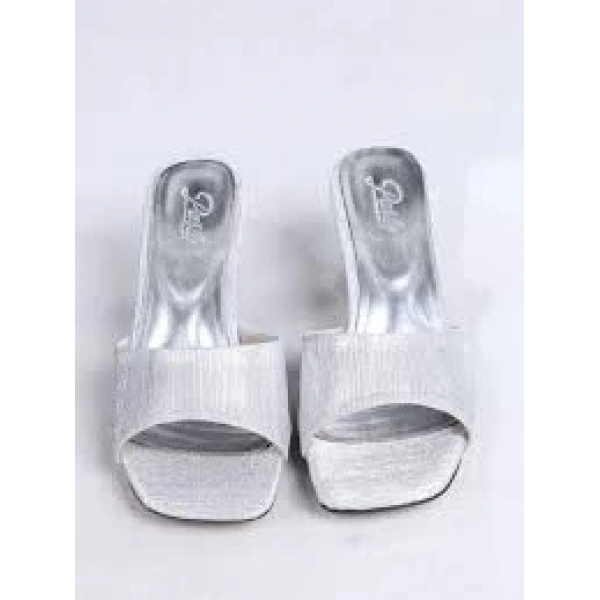 Luart Gümüş Simli Topuklu Terlik