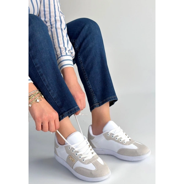 Lunga Beyaz Cilt Bağcıklı Spor Ayakkabı