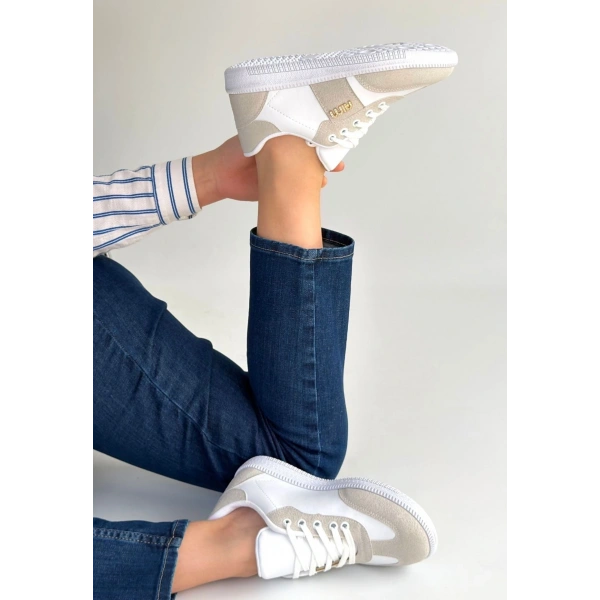 Lunga Beyaz Cilt Bağcıklı Spor Ayakkabı