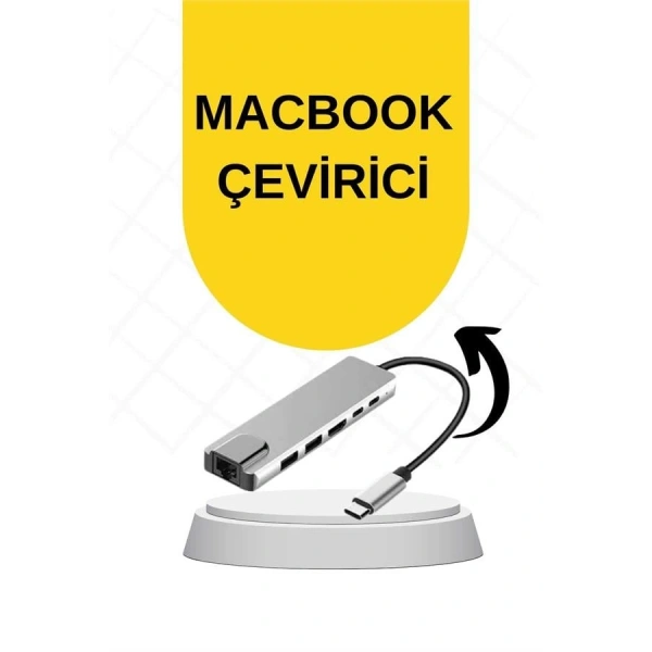 Macbook Pro/air Uyumlu USB Type-C 8 In 1 Hub Dönüştürücü Çevirici Çoklayıcı USB Hdmı Micro Sd 8 Girişli