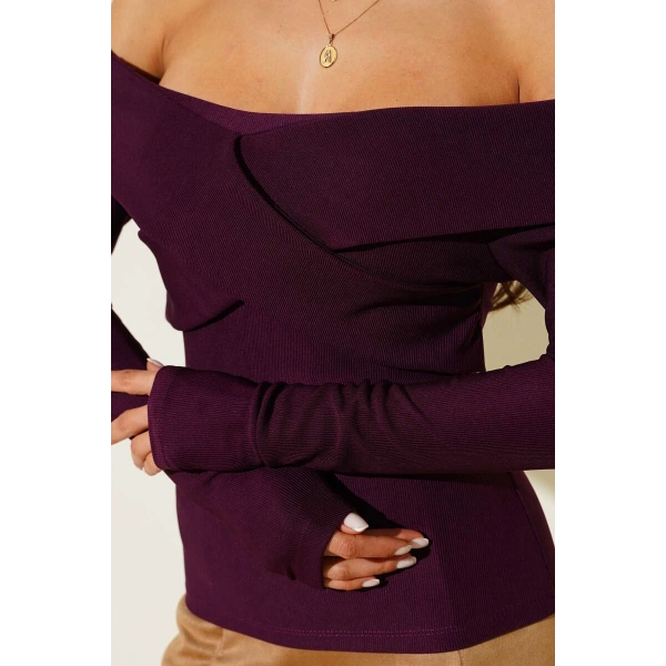 Madonna Çapraz Yaka Bluz mürdüm t4331