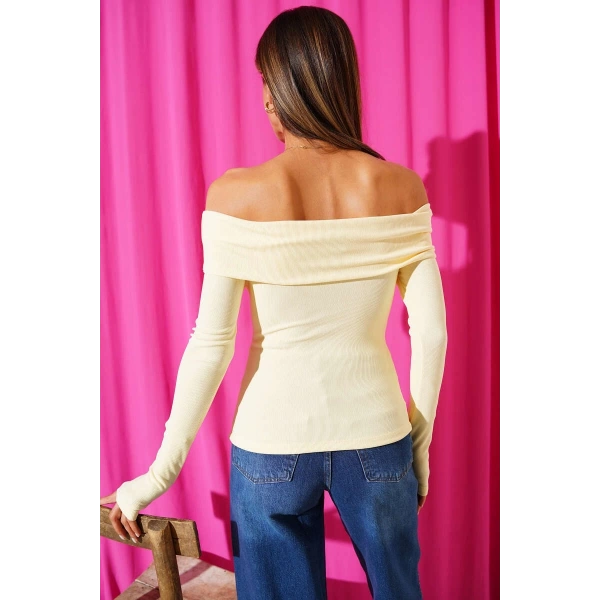 Madonna Yaka Düğmeli Bluz Sarı t4329