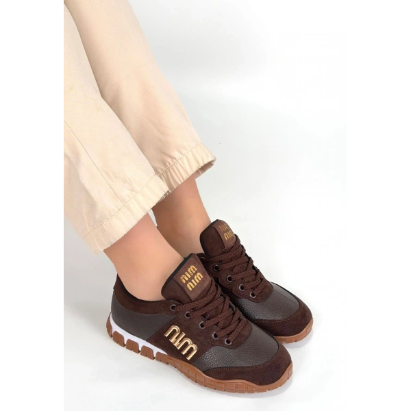 Marje Kahverengi Cilt Bağcıklı Spor Ayakkabı