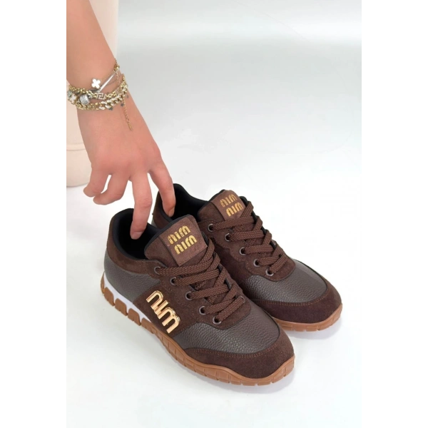 Marje Kahverengi Cilt Bağcıklı Spor Ayakkabı