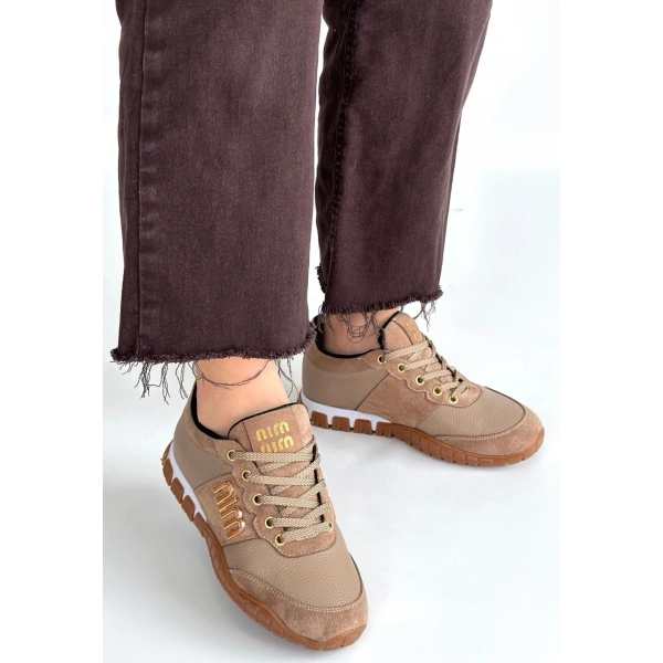 Marje Vizon Cilt Bağcıklı Spor Ayakkabı