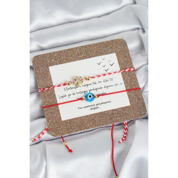 Marteniçka Bileklik 2li Yonca ve Nazarlı Model