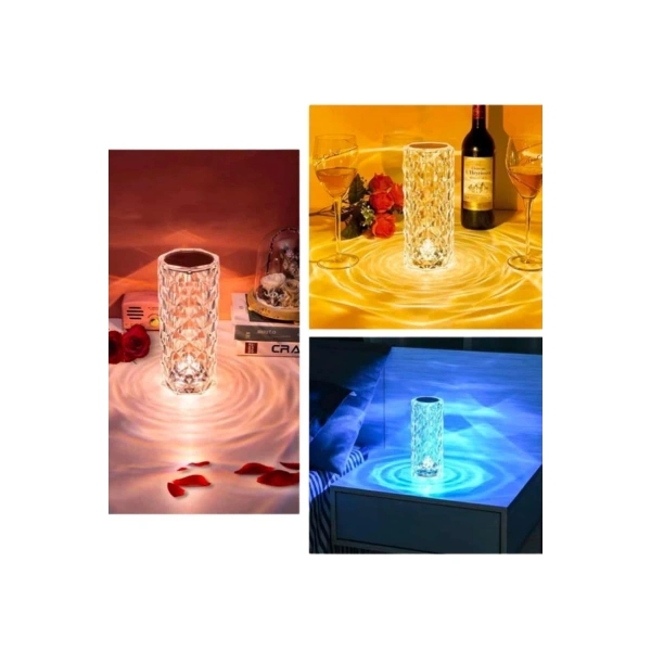 Masa ve Gece Lambası Şık ve Dayanıklı Sensörlü Şarjlı Kristal Lamba