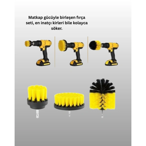 Matkap Ucu Fırça Seti Halı Fayans Zemin Temizliği