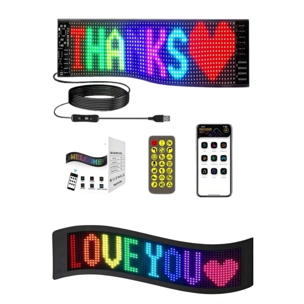 Matrix Led Cama Yapışan Telefon Kontrollü Panel Dijital Ekran Kumandalı