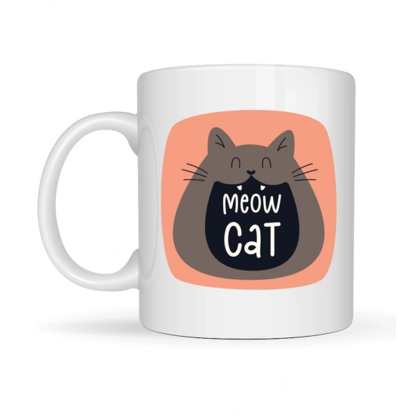 Meow Cat – Sevimli Kedi Tasarımlı Porselen Kupa MODEL 66 Eğlenceli Kahve & Çay Kupası Hediyelik