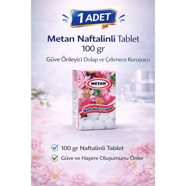 Metan Naftalinli Tablet 100 gr Güve Önleyici Dolap ve Çekmece Koruyucu 1 Adet