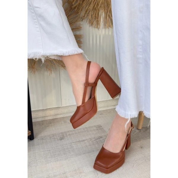 Mety Taba Cilt Topuklu Ayakkabı