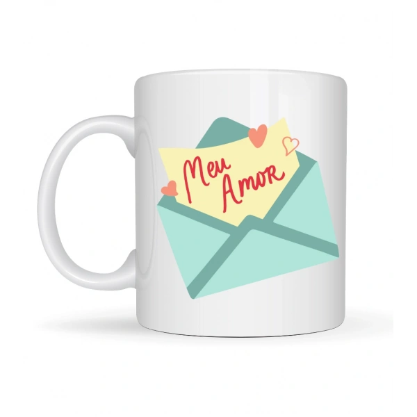 Meu Amor Tasarımlı Porselen Kupa Model 11 - Romantik Kalp Desenli Sevgili Kupası - Özel Tasarım Kahve & Çay Kupası