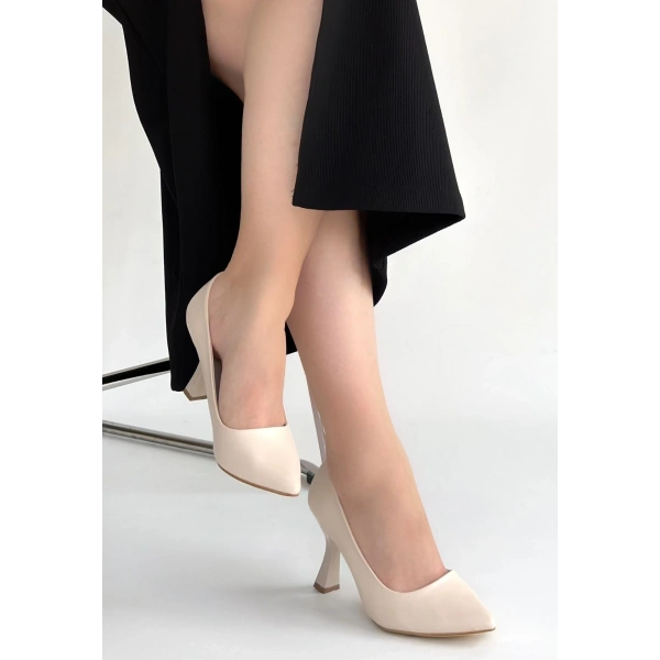 Meyli Bej Cilt Topuklu Ayakkabı