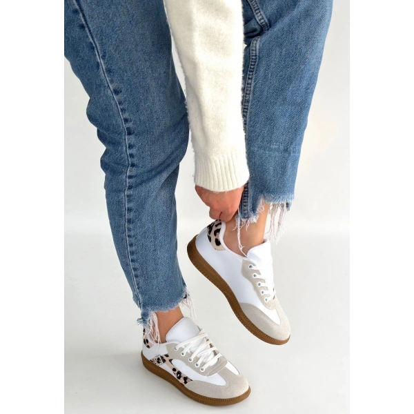 Mier Beyaz Cilt Bağcıklı Spor Ayakkabı