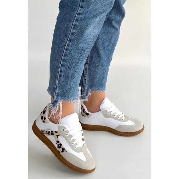 Mier Beyaz Cilt Bağcıklı Spor Ayakkabı