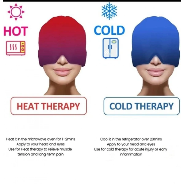 Migren Soğuk-Sıcak Kompres Maske | Baş Ağrısı ve Stres Gidermeye yardımcı Jel Maske