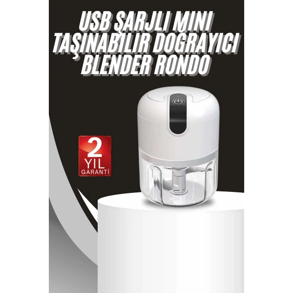 Mini Doğrayıcı Rondo Taşınabilir Mini El Blender Paslanmaz Çelik