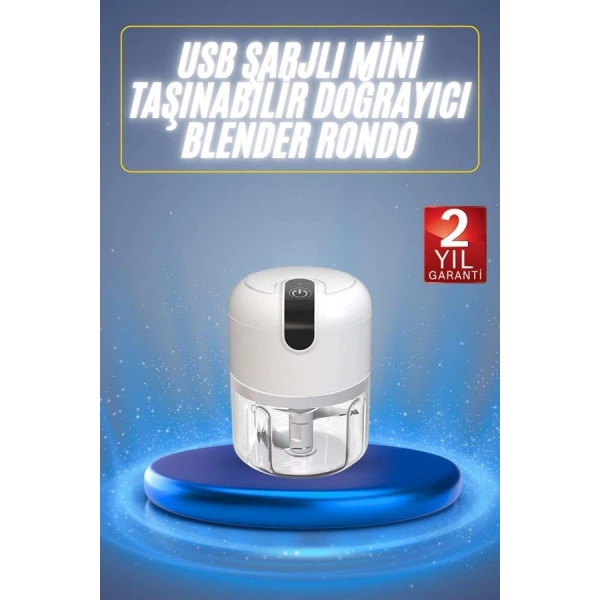 Mini El Rondosu Şarjlı Doğrayıcı Taşınabilir Rondo Blender 250 ML