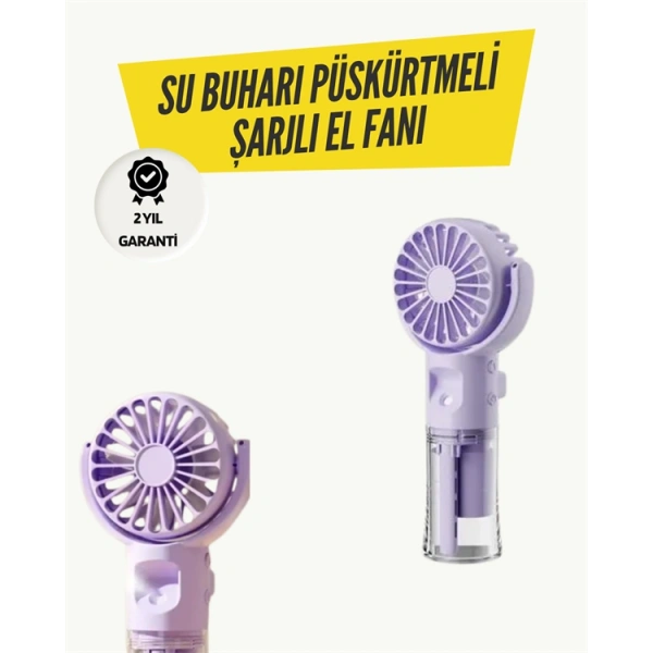 Mini Masaüstü ve El Tipi Buğu Fanı – Su Depolu, Şarj Edilebilir, Nemlendirici Özellikli