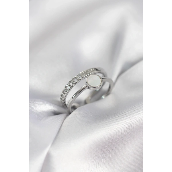 Minimal Queen Yazılı Gümüş Renk Pirinç Kadın Yüzük