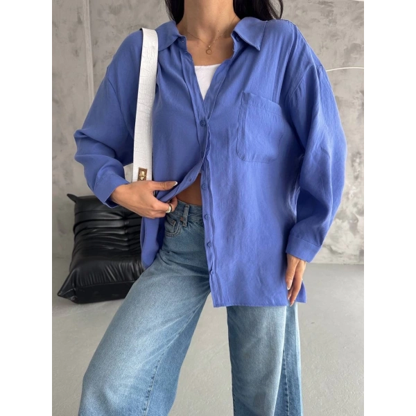 Modal oversize cepli gömlek