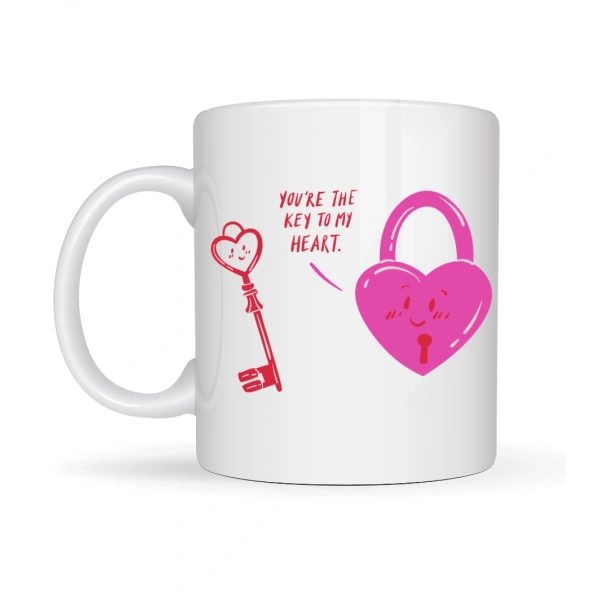 Model 27 – You’re The Key To My Heart Tasarımlı Porselen Kupa - Sevgiliye Arkadaşa Özel Anlamlı Hediye