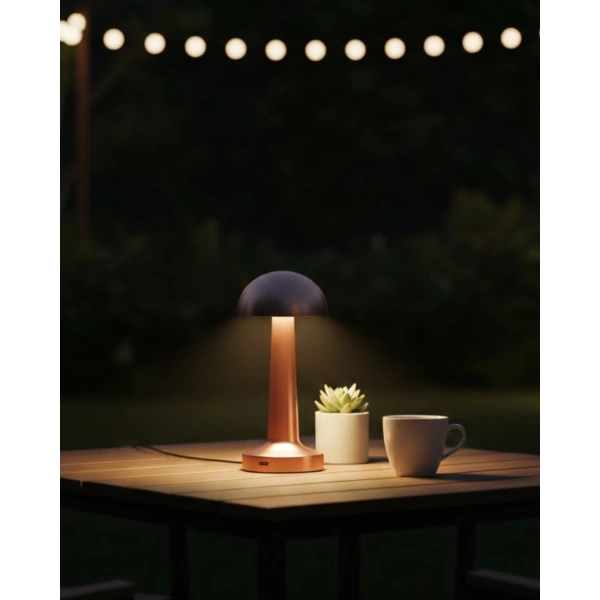 Modern Bronz Masa Lambası 3 Renk LED Dokunmatik Şarjlı Model