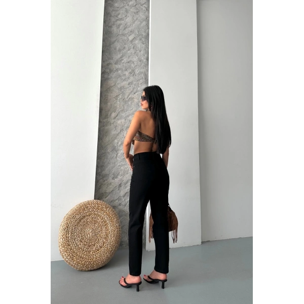 Mom fit enzim taş yıkama jeans pantolon siyah d2006