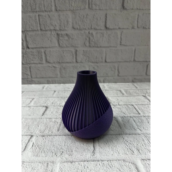 Mor Çizgili Dekoratif Vazo 11 cm Modern Tasarım Aksesuar