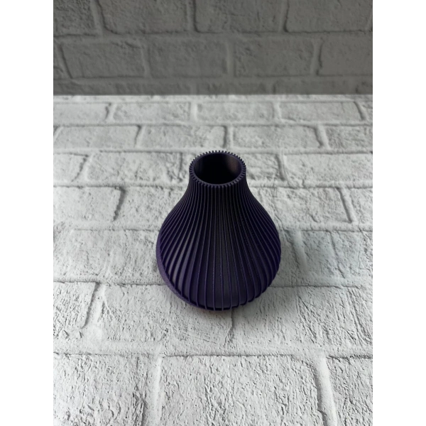 Mor Çizgili Dekoratif Vazo 11 cm Modern Tasarım Aksesuar