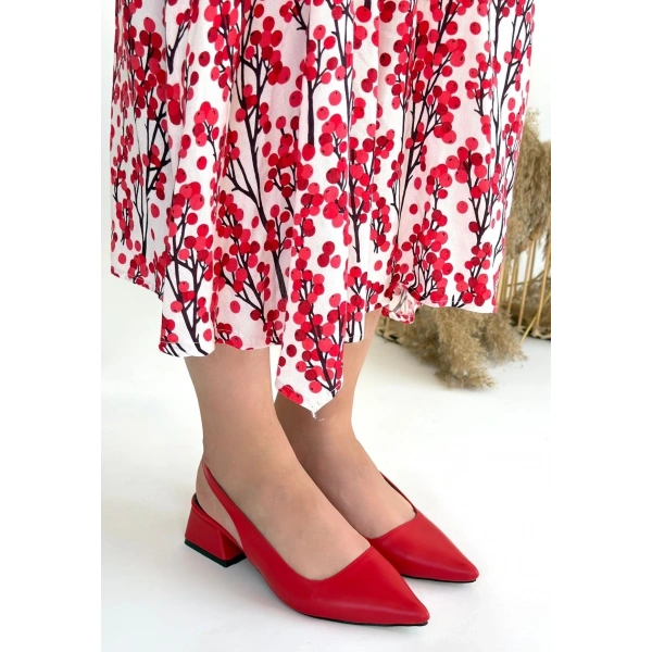 Morji Kırmızı Cilt Topuklu Ayakkabı