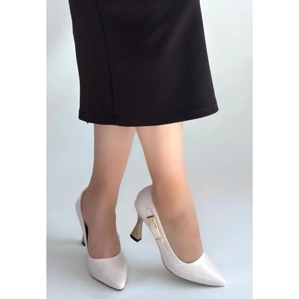 Motya Bej Rugan Topuklu Ayakkabı