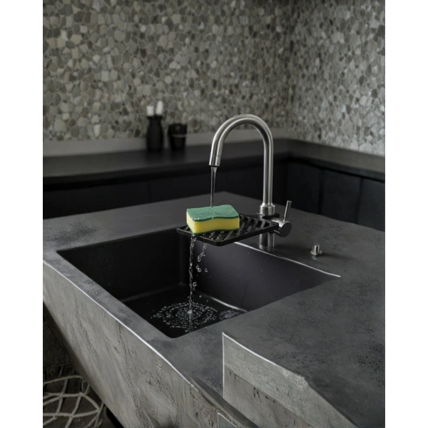 Musluğa Monte Sünger Organizeri Hijyenik Drenajlı Pratik Tasarım