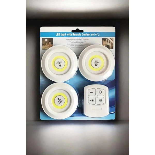 Mutfak Dolap Altı Işığı Uzaktan Kumandalı Yapışkanlı Kablosuz Pilli
