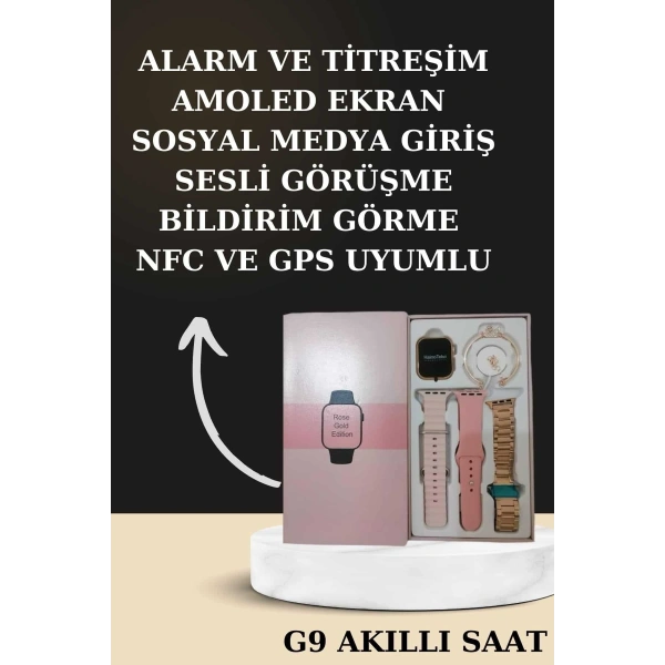 Nabız Ölçer Hediye Bileklikli Akıllı Saat ve Dijital Göstergeli Bluetooth Kulaklık Çoklu Şarj Girişi