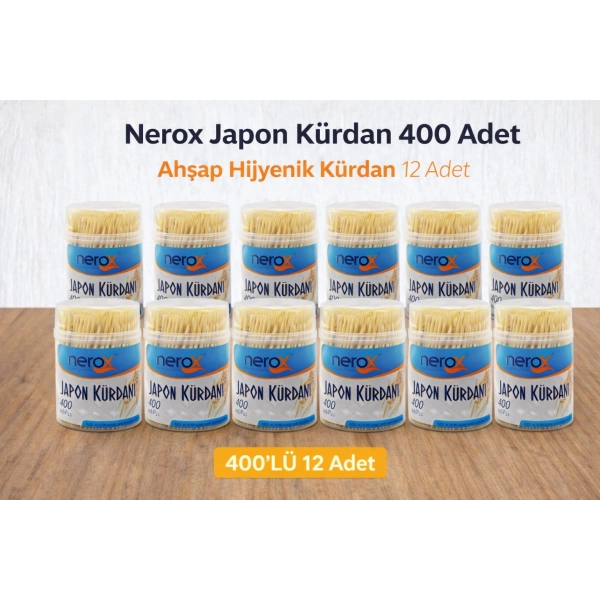Nerox Japon Kürdan 400 Adet Ahşap Hijyenik Kürdan 12 Adet